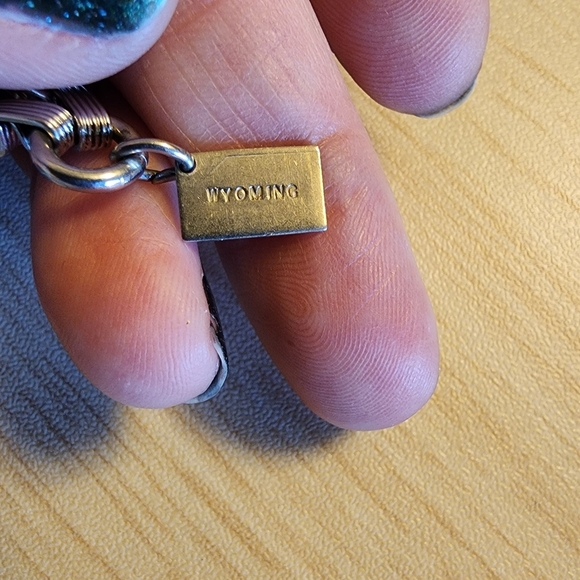 Wyoming Charm Bracelet Western Themed Nickel & Sterling Silver Charms Cowboy - Picture 9 of 12